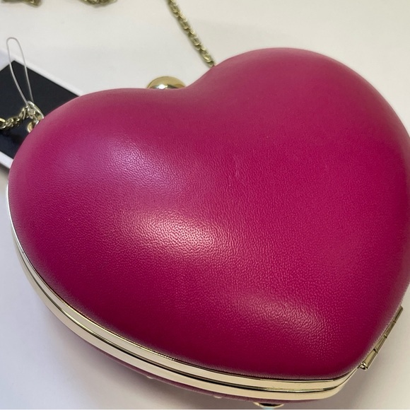 Vintage Juicy Couture Pink Leather Rhinestone Heart Minaudiere Bag. - Picture 6 of 12